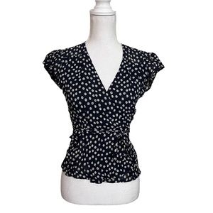 Reformation Navy Top with Daisy Detailing